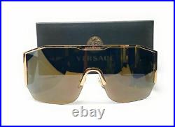 VERSACE VE2220 10025A Gold Gold Mirror Men's Sunglasses 41 mm