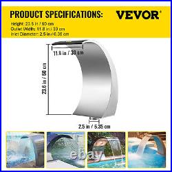 VEVOR 11.8 Swimming Pool Waterfall Fountain Stainless Steel 304 Silver Pool