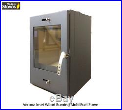 Verona Inset Cassette Stove 12kw Wood Burning Multi Fuel Burner Modern Stoves