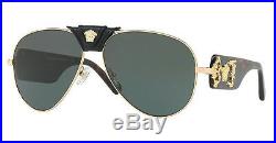 Versace Sunglasses VE 2150Q 1002/71 Gold Havana Gray Green 62MM NWT Auth VE2150Q