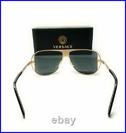 Versace VE2212 100287 Gold Grey Lens Men's Pilot Sunglasses 57mm