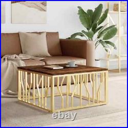 VidaXL Coffee Table Gold Stainless Steel and Solid Wood Reclaimed 04 UK HOT