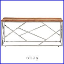 VidaXL Coffee Table Silver Stainless Steel and Solid Acacia Wood