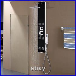VidaXL Shower Panel Unit Glass 18x42.1x120cm Black Bathroom Jet Column Wall