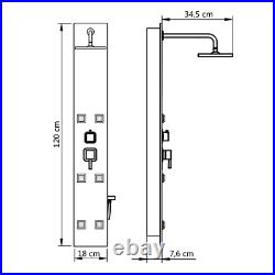 VidaXL Shower Panel Unit Glass 18x42.1x120cm Black Bathroom Jet Column Wall