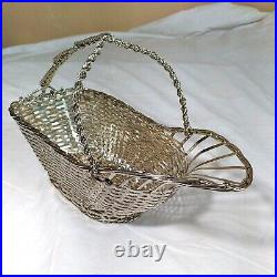 Vintage Silver plate Stainless Steel Silver Metal Woven Decorative Basket