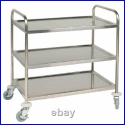 Vogue Stainless Steel 3 Tier Clearing Trolley Medium 855 x 810 x 455mm F994