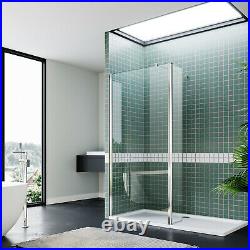 Walk In Shower Screen with Flipper Wet Room Door Enclosure Panel Glass Cubicle