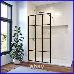 Walk in Wet Room Shower Enclosure Shower Screen Panel Mattblack 900x1850 mm