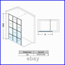 Walk in Wet Room Shower Enclosure Shower Screen Panel Mattblack 900x1850 mm