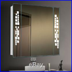Wall Bathroom Mirror Cabinet with LED Lighted/Shaver Socket/Demister Pad/Sensor