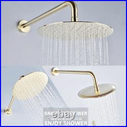 Wall Mount Brushed Gold Bathroom Shower Faucet System 10''Shower Head Mixer Set