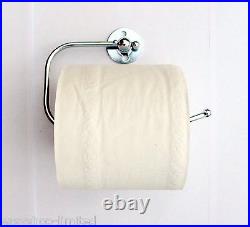 Wall Mounted Chrome Metal Toilet Paper Loo Roll Holder With Fittings