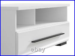 White Gloss TV Cabinet Unit Entertainment Stand Drawer 100 cm Black Accent Fever