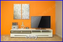 White Gloss TV Cabinet Unit Entertainment Stand Drawer 100 cm Black Accent Fever