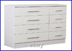 White High Gloss 8 Drawer Sideboard / Cupboard / Buffet Solo / Chest of Drawers