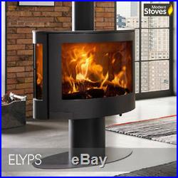 Wood Burning Multi-fuel Curved stove 3 Sided, Oval Shape with Pedestal Stand