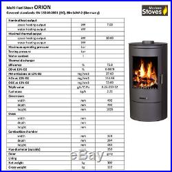 Wood Burning Stove Multi-Fuel Stove Orion 10kw Circular Contemporary BlmSchV-2