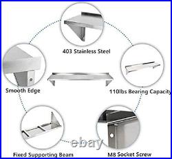 Ybaymy 120 x 30 cm Stainless Steel Shelf Metal Wall Shelf Commercial Kitchen