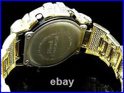 Yellow Men's Real G-Shock Simulated Diamond Watch+ Bezel+Watch Band 10 Ctw New